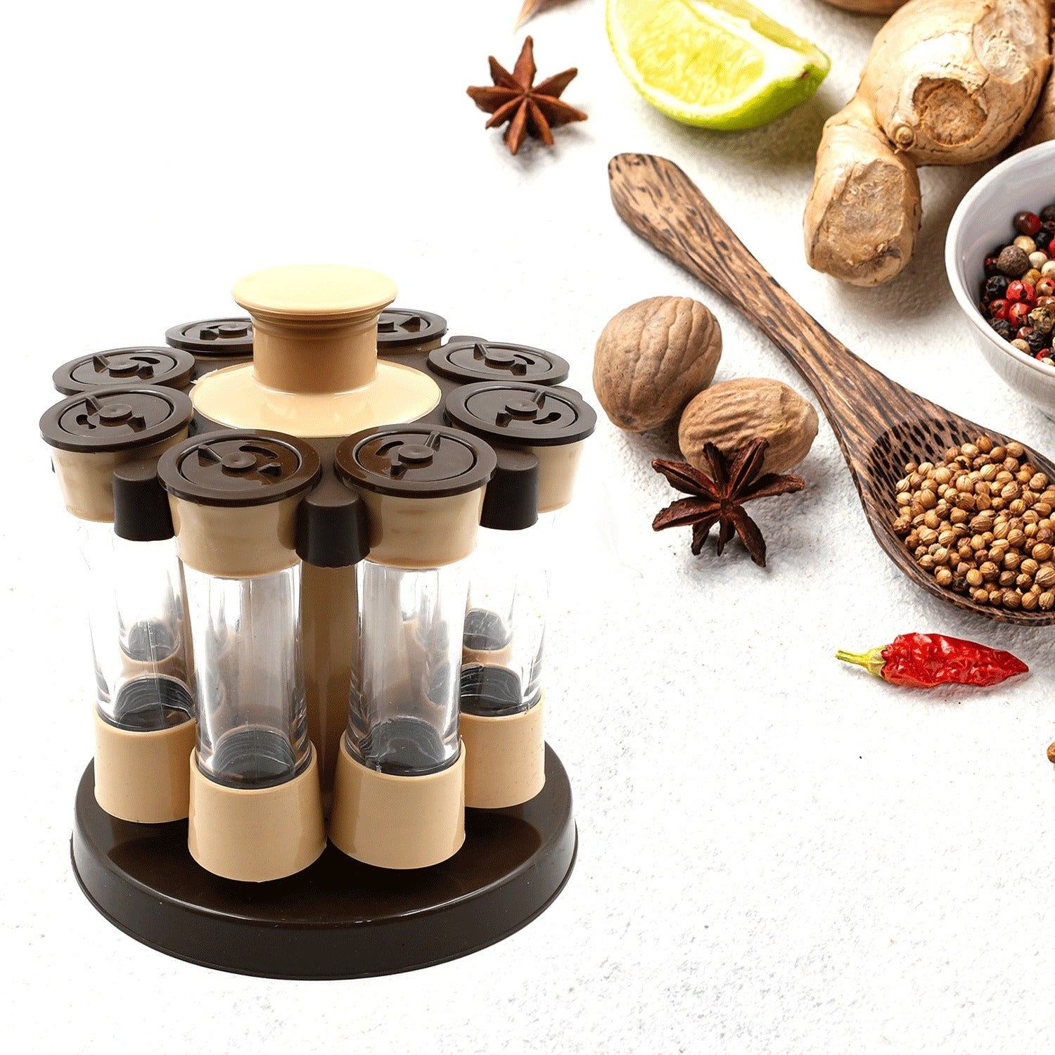 Revolving Spice Rack, 8 Spice jars with 120 ml, Condiment Set-Home & Kitchen-AniGuess-AniGuess