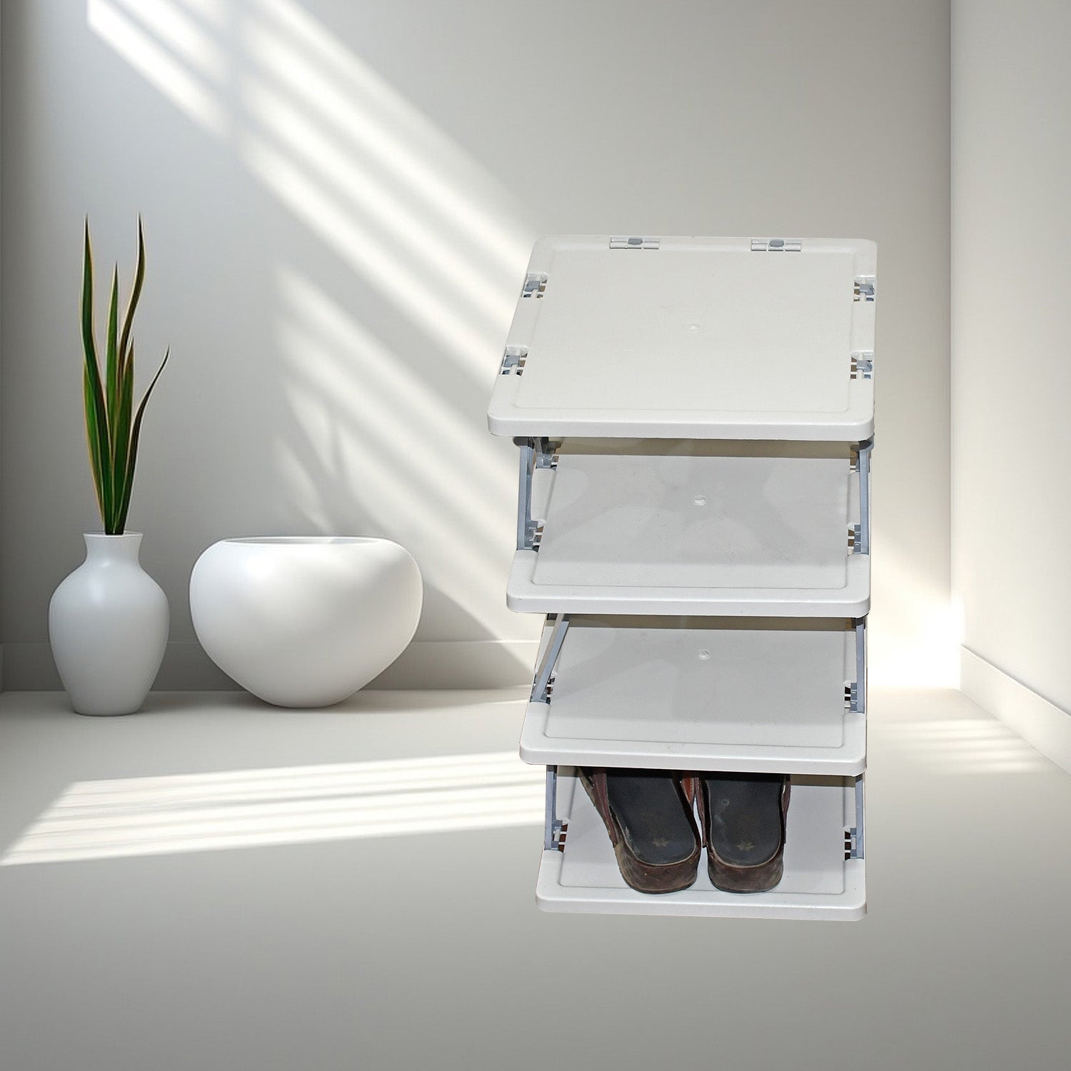 Foldable Shoe Rack (1 Pc, 4 Layers): Space-Saving, Entryway Storage-Home Improvement-AniGuess-AniGuess