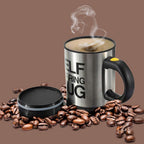 Self-stirring mug for effortless mixing of coffee and beverages at home or office.