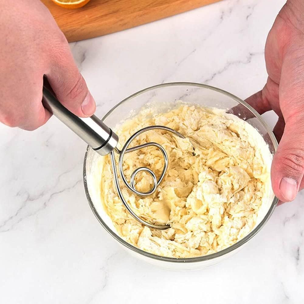 Dough Whisk, Premium Stainless Steel Dutch Whisk, Dough Hand Mixer Artisan Blender For Egg, Bread, Cake, Pastry, Pizza Dough - Perfect Baking Tools, Whisking, Tirring Kitchen Tools (1 Pc)-Home & Kitchen-AniGuess-AniGuess