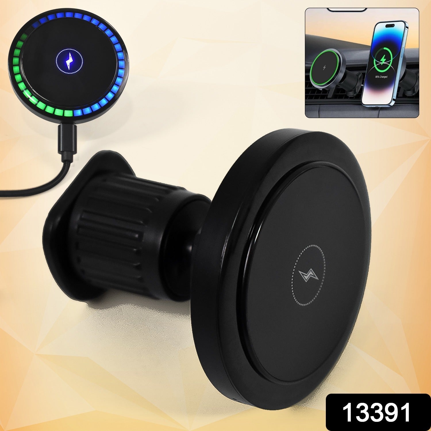 Magnetic Phone Mount Wireless Charger | Music Reactive Lights (1 Set)-Car & Motorbike-AniGuess-AniGuess