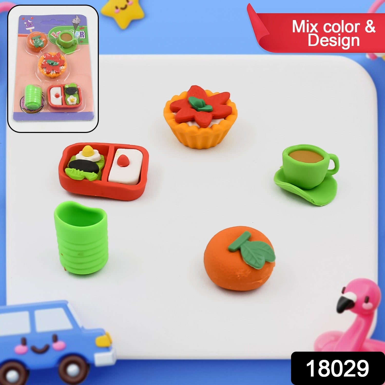 3D Mix Design Erasers – Cute & Colorful Novelty Erasers for Kids, School (1 Set)-Stationery-AniGuess-AniGuess