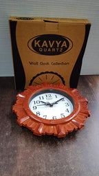 Wooden Look Round Wall Clock – Battery Operated Easy-to-Read Design for Home/Office