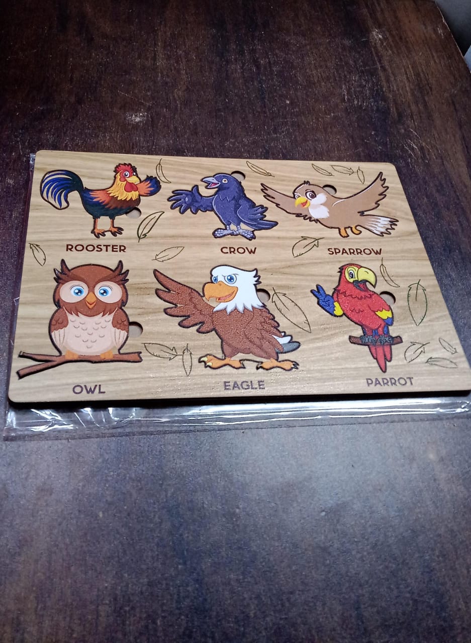 Wooden Bird Puzzle Learning Educational Board (1 Set / 28×20 Cm)-Toys & Games-AniGuess-AniGuess