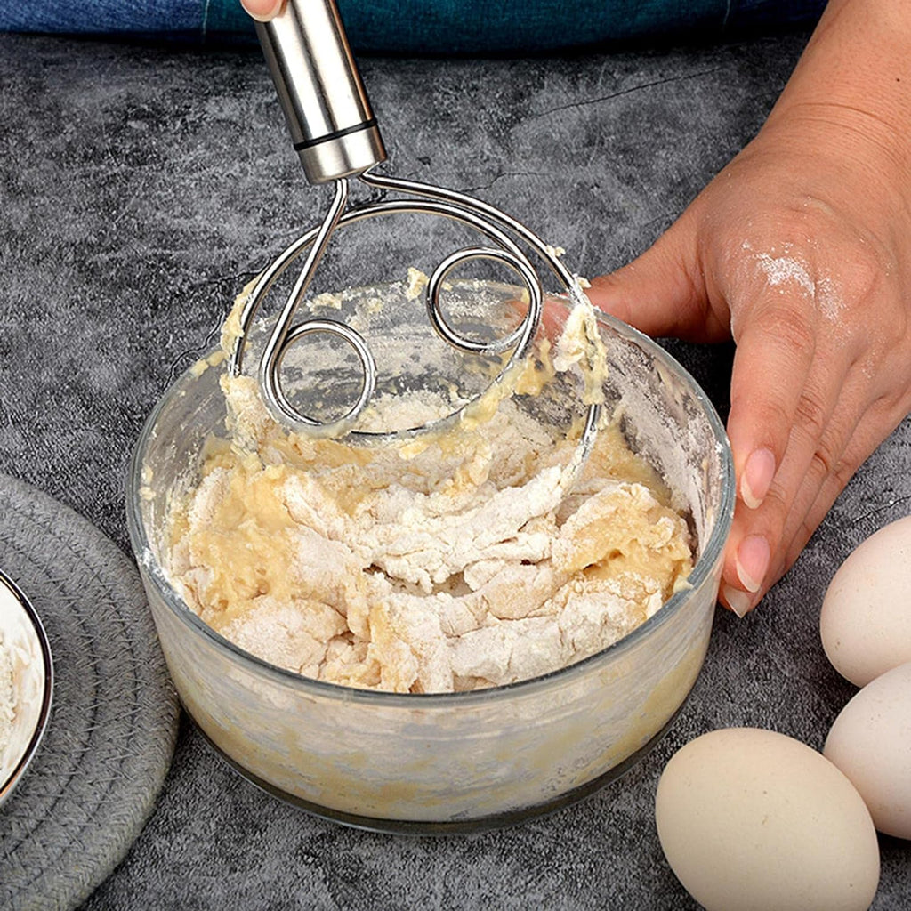 Dough Whisk, Premium Stainless Steel Dutch Whisk, Dough Hand Mixer Artisan Blender For Egg, Bread, Cake, Pastry, Pizza Dough - Perfect Baking Tools, Whisking, Tirring Kitchen Tools (1 Pc)-Home & Kitchen-AniGuess-AniGuess