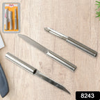 Stainless Steel Multipurpose Sharp Cutting Knife for Fruit Meat Vegetables 3 Pc