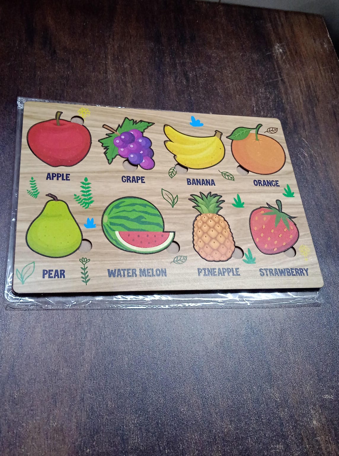 Wooden Fruits Puzzle Learning Educational Board (1 Set / 28×20 Cm)-Toys & Games-AniGuess-AniGuess