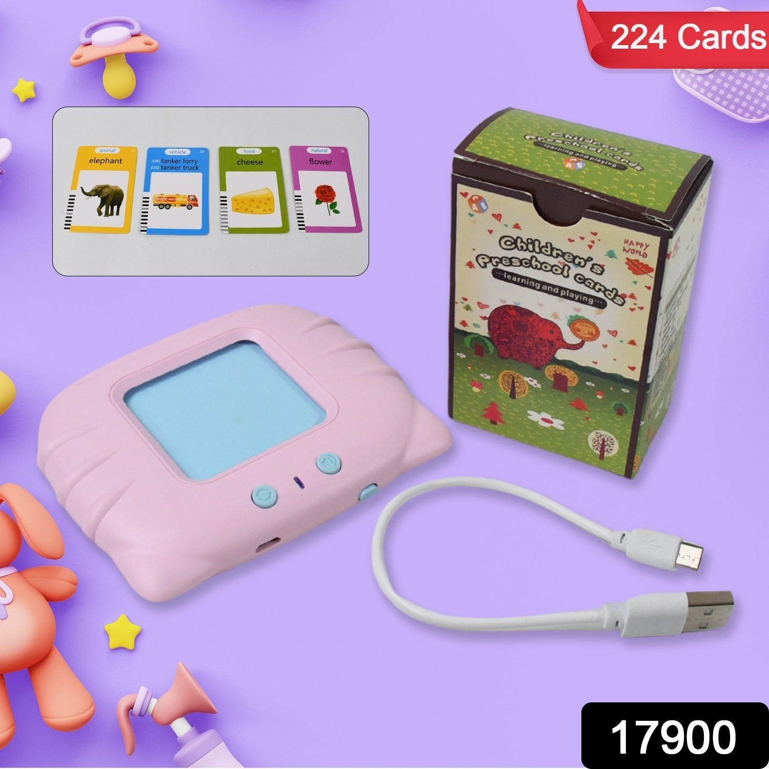 Preschool Learning Toys Flash Cards for Small Kids Educational Toys English Words Learning Machine for Kids with 224 Words, Birthday Gift for Kids Intelligent Electric Kids Language Card (1 Set)-Toys & Games-AniGuess-AniGuess