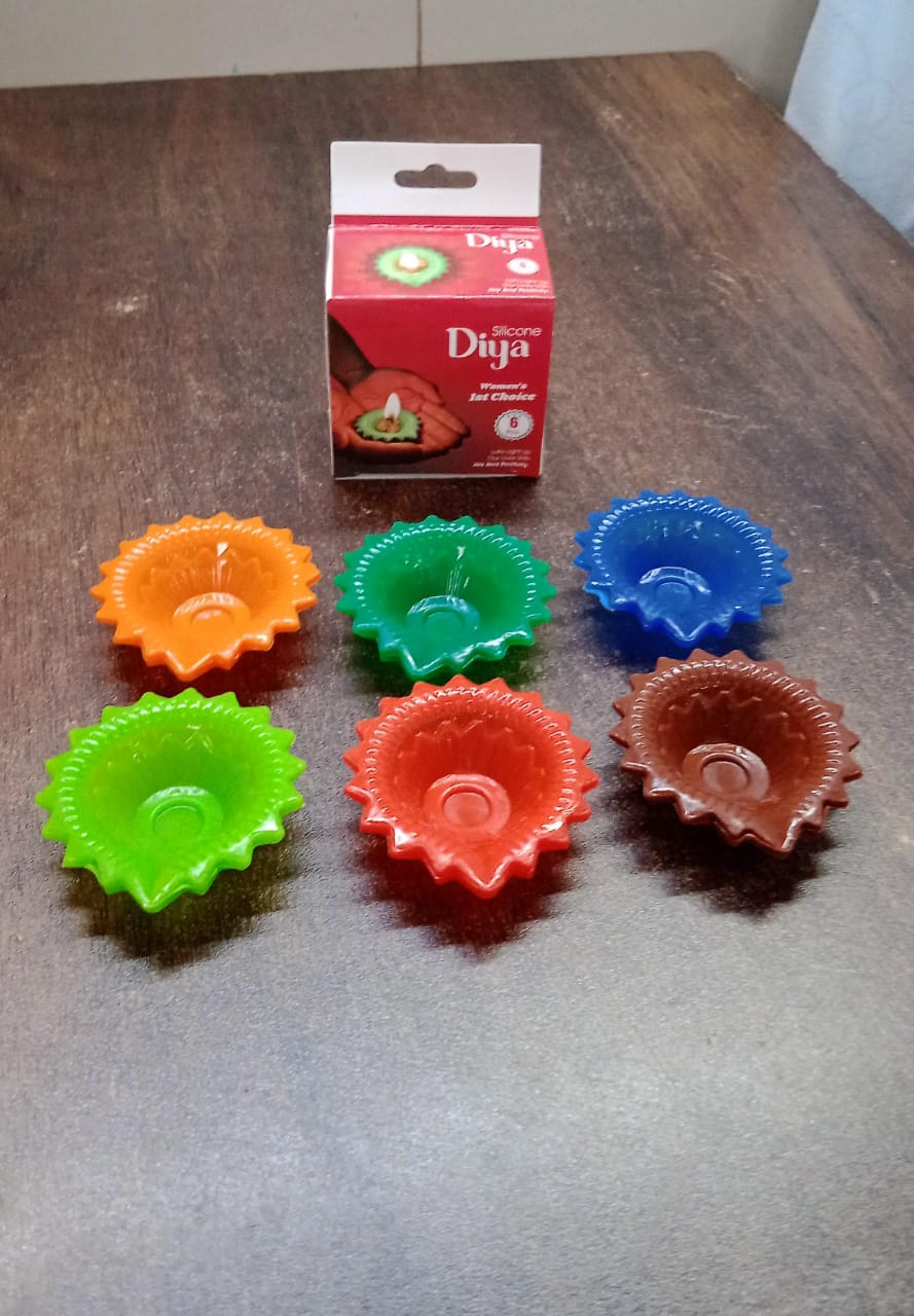 Silicone Diya for Diwali Attractive Design Colourful Diya Combo, Diwali (6 Pcs Set)-Home Improvement-AniGuess-AniGuess