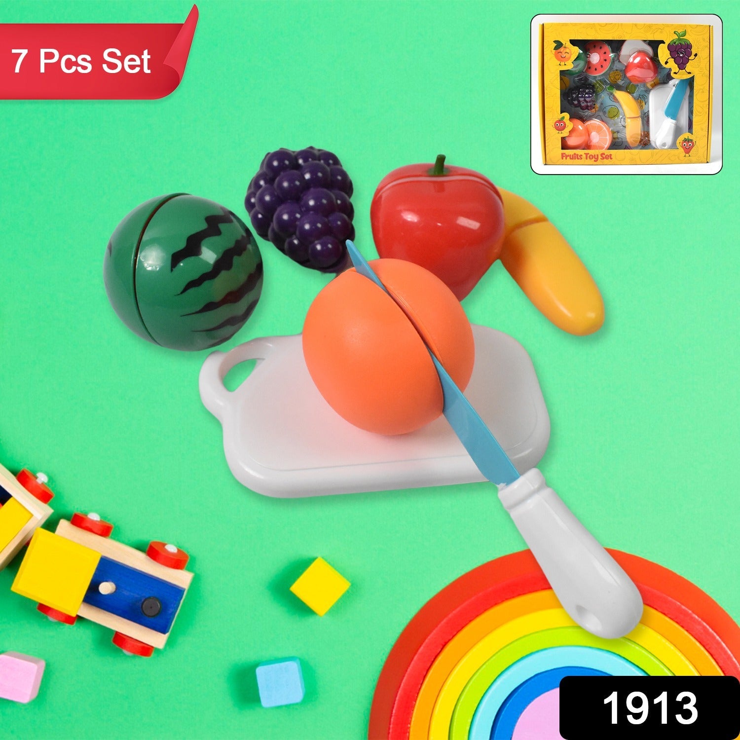 Realistic Sliceable Fruits Cutting Play Toy Set (7 Pcs Set)-Toys & Games-AniGuess-AniGuess