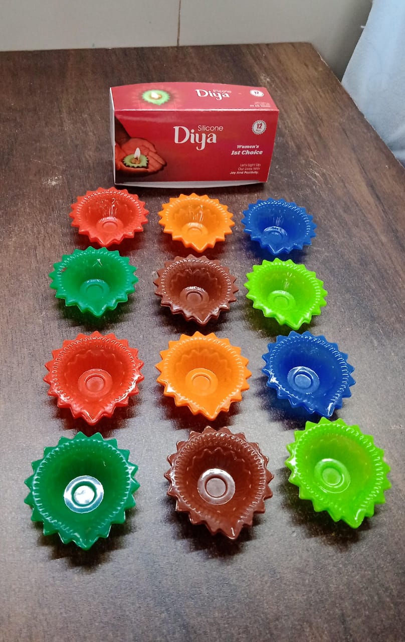 Silicone Diya for Diwali Attractive Design Colourful Diya Combo, Diwali (12 Pcs Set)-Home Improvement-AniGuess-AniGuess
