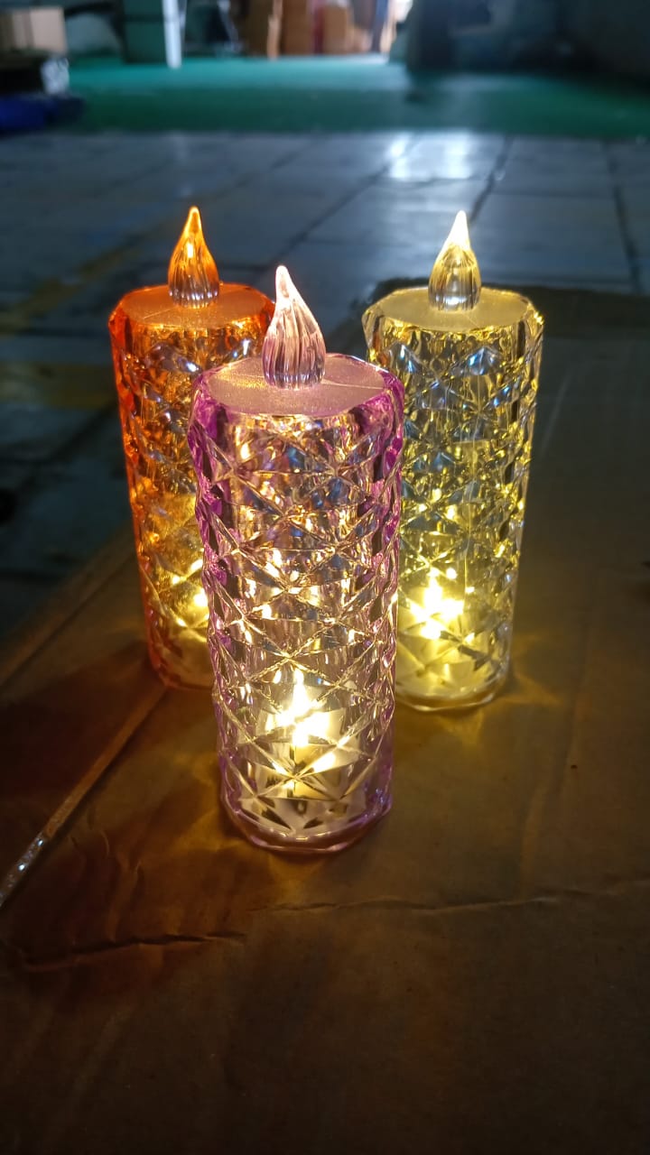 Candles for Home Decoration, Crystal Candlelight, Diwali (1 Pc / Multicolor)-Home Improvement-AniGuess-AniGuess