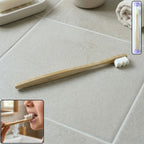 Wooden handle tooth cleaning brush