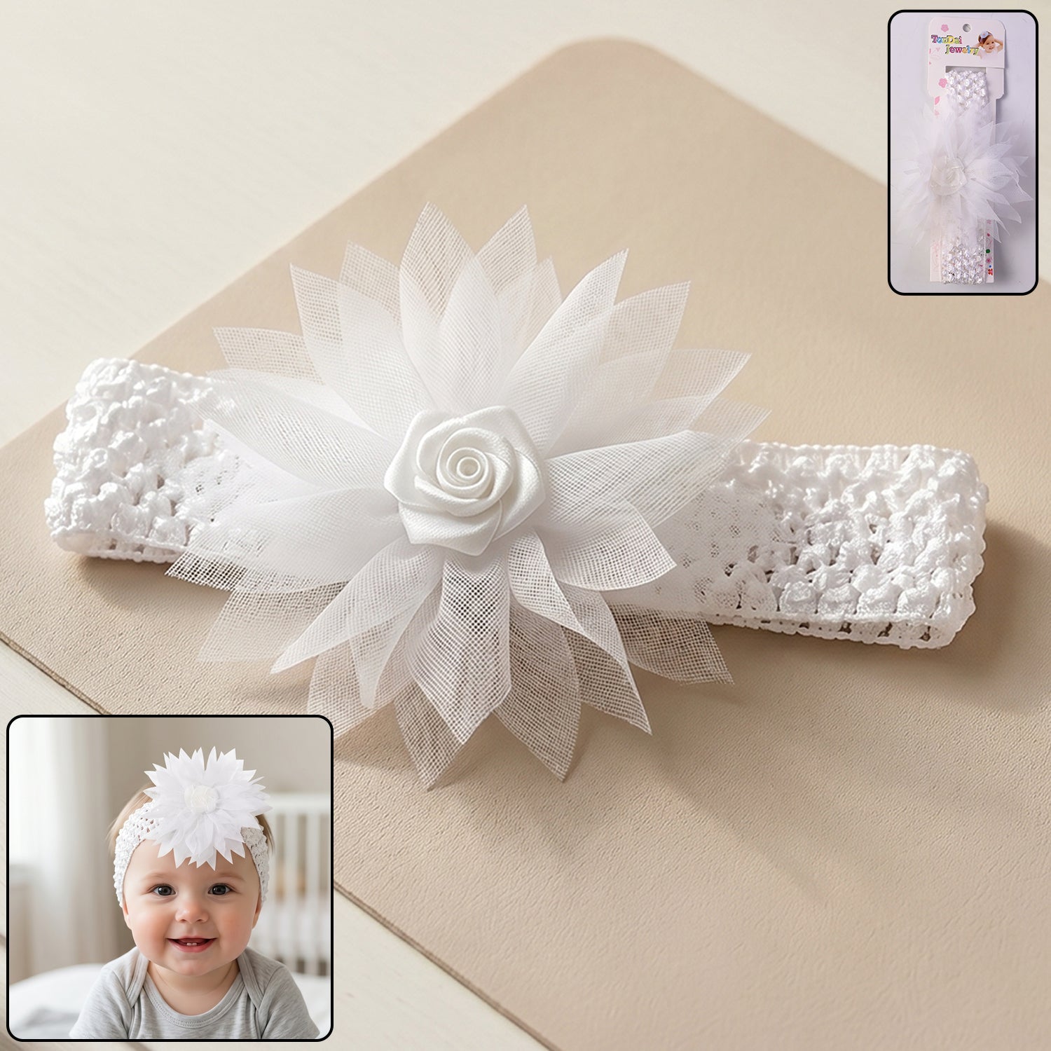 Cute Soft Elastic Floral Baby Headband Stylish Stretchable Hair Band (1 Pc)