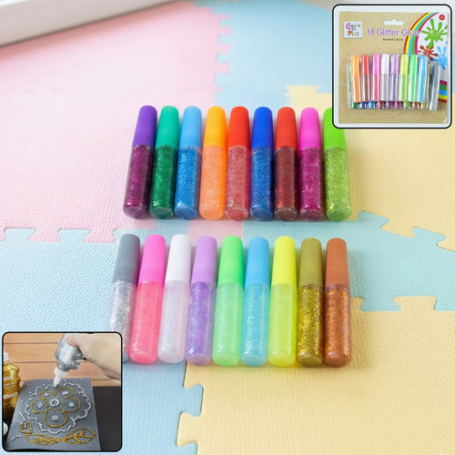 18 Assorted Color Glitter Glue Pens Set for Art & Craft Decoration-Office Products-AniGuess-AniGuess