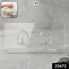 Clear Self-Adhesive Double Hook Wall Plate