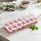 Multipurpose Plastic Ice Cube Tray With Lid (Pack of 2, 14 Grid Each)
