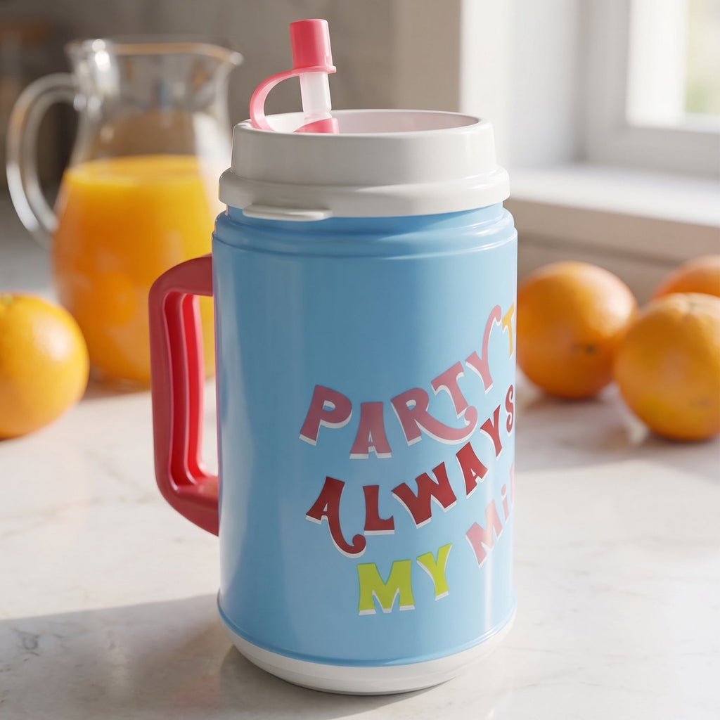 Big Plastic Insulated Mug With Straw (1 Pc, 709 ML)-Home & Kitchen-AniGuess-AniGuess