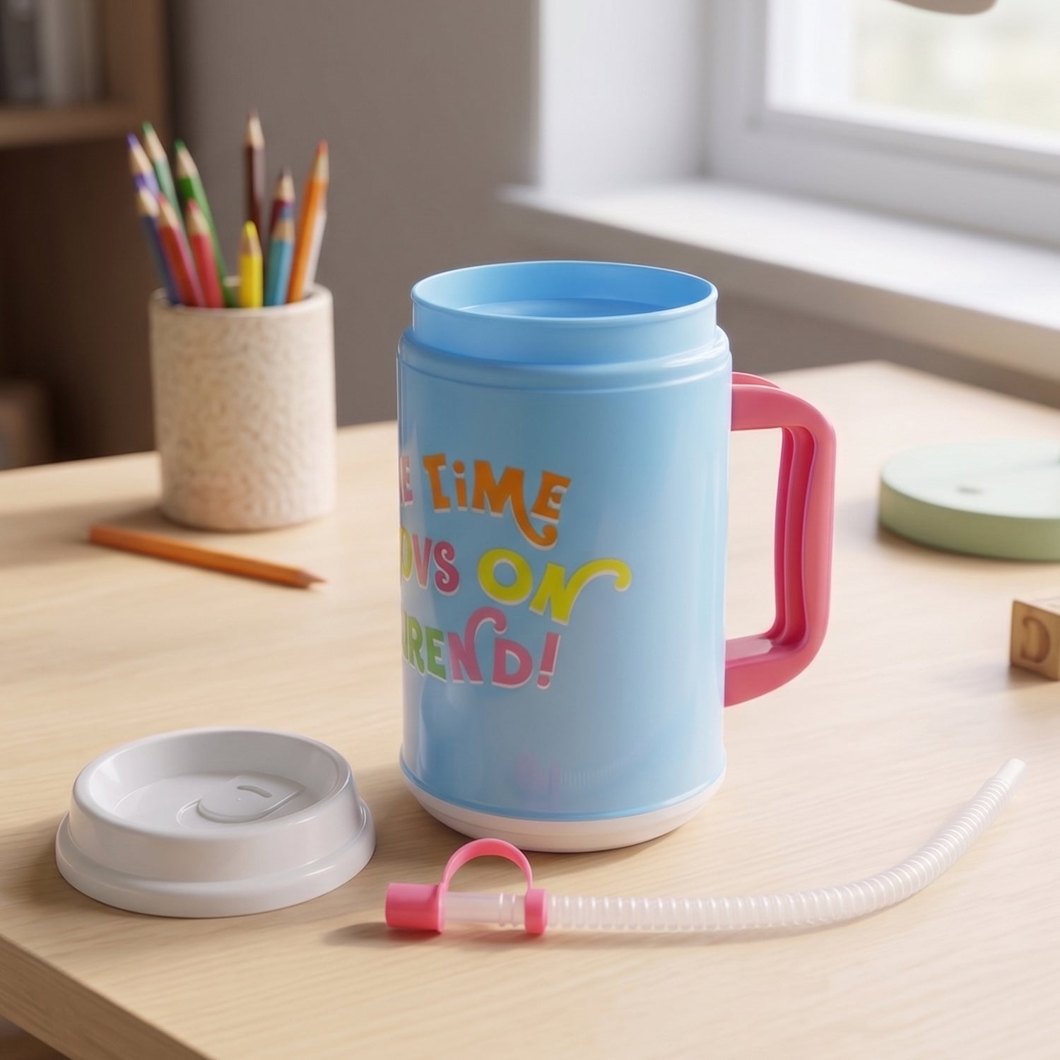 Big Plastic Insulated Mug With Straw (1 Pc, 709 ML)-Home & Kitchen-AniGuess-AniGuess