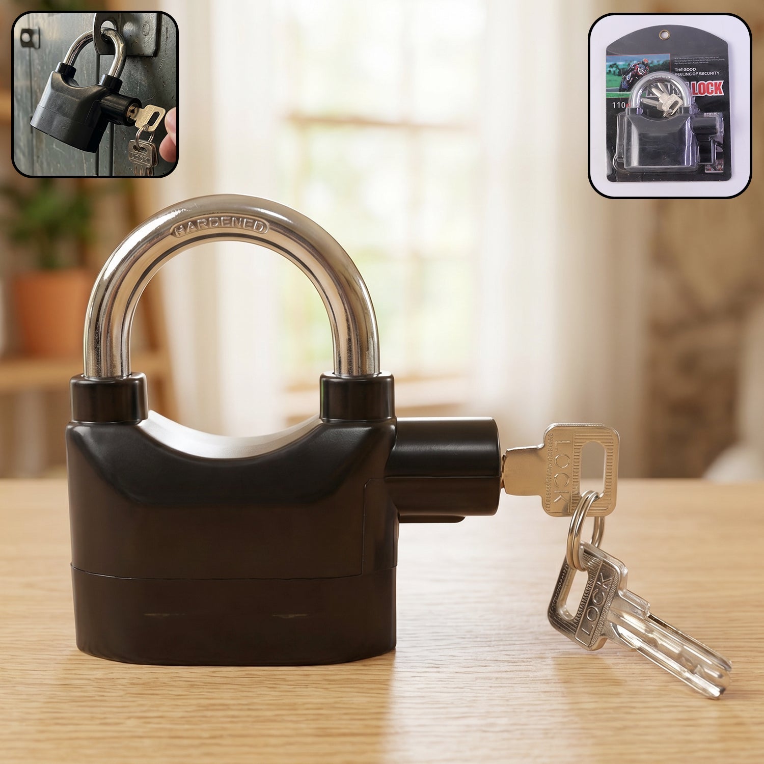 Heavy Duty Security Alarm Padlock with Built In Sound Alert System With 3 keys-Home Improvement-AniGuess-AniGuess