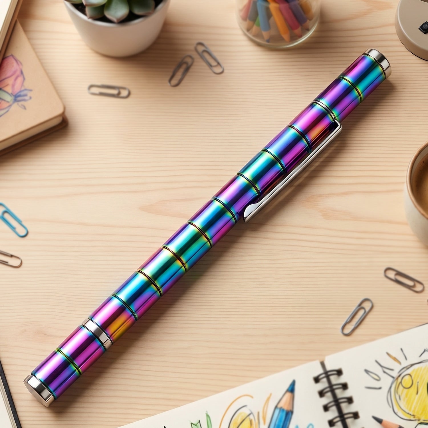 Magnetic Metal Writing Pen with Fidget Spinner Function - 1 Pc-Office Products-AniGuess-AniGuess