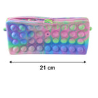 Multicolor Pop It Silicone Pencil Pouch for Kids (1 Pc, 21x10 Cm / Mix Color)
