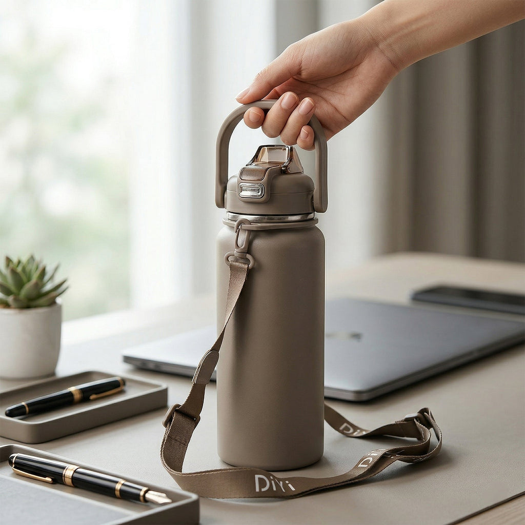 Stainless Steel Water Vacuum Insulated Bottle With Straw (1500ML, Mix Color)-Home & Kitchen-AniGuess-AniGuess
