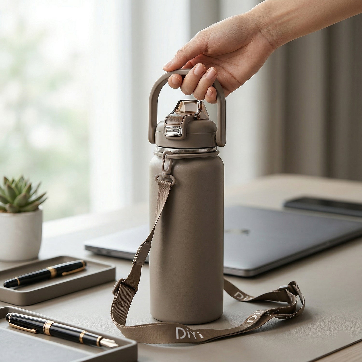 Stainless Steel Water Vacuum Insulated Bottle With Straw (1500ML, Mix Color)-Home & Kitchen-AniGuess-AniGuess