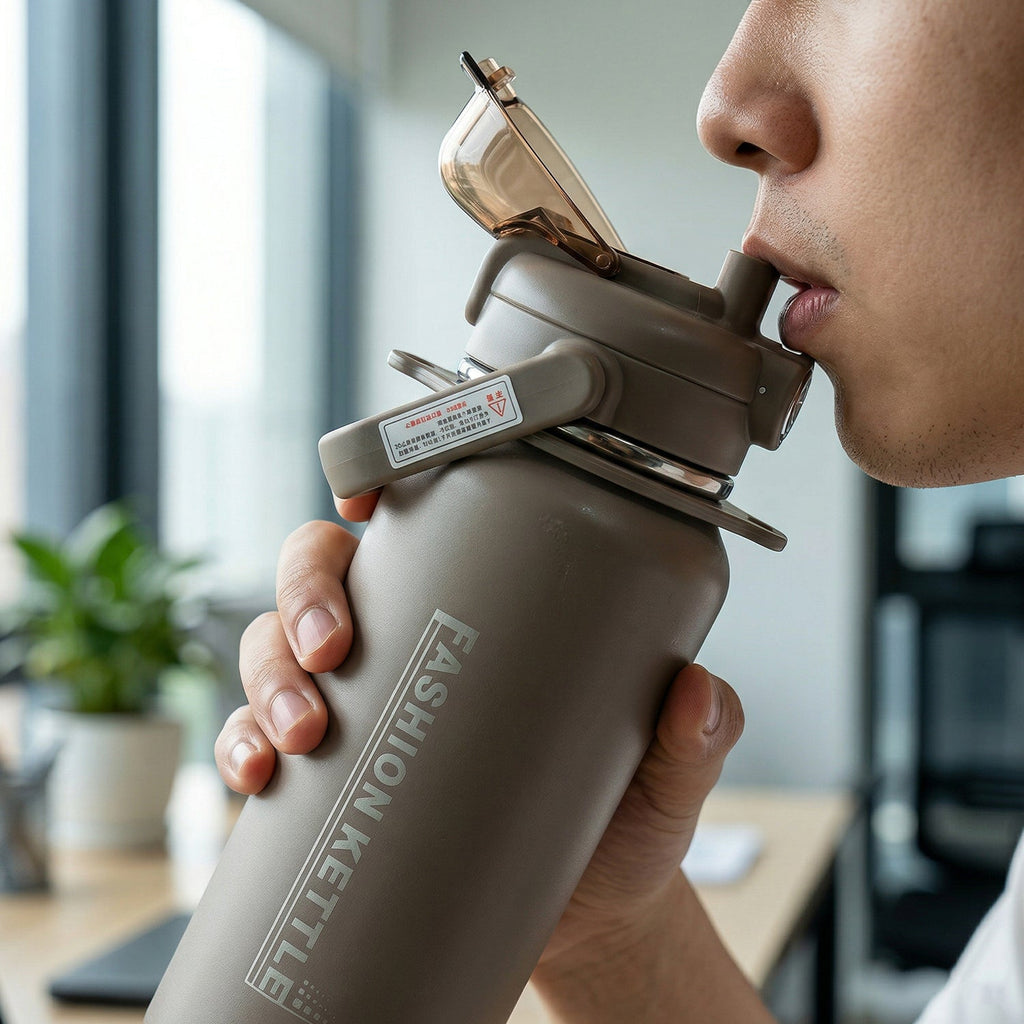 Stainless Steel Water Vacuum Insulated Bottle With Straw (1500ML, Mix Color)-Home & Kitchen-AniGuess-AniGuess