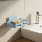 Self-Adhesive Wall Mount Plastic Soap Dish with Drain Slots