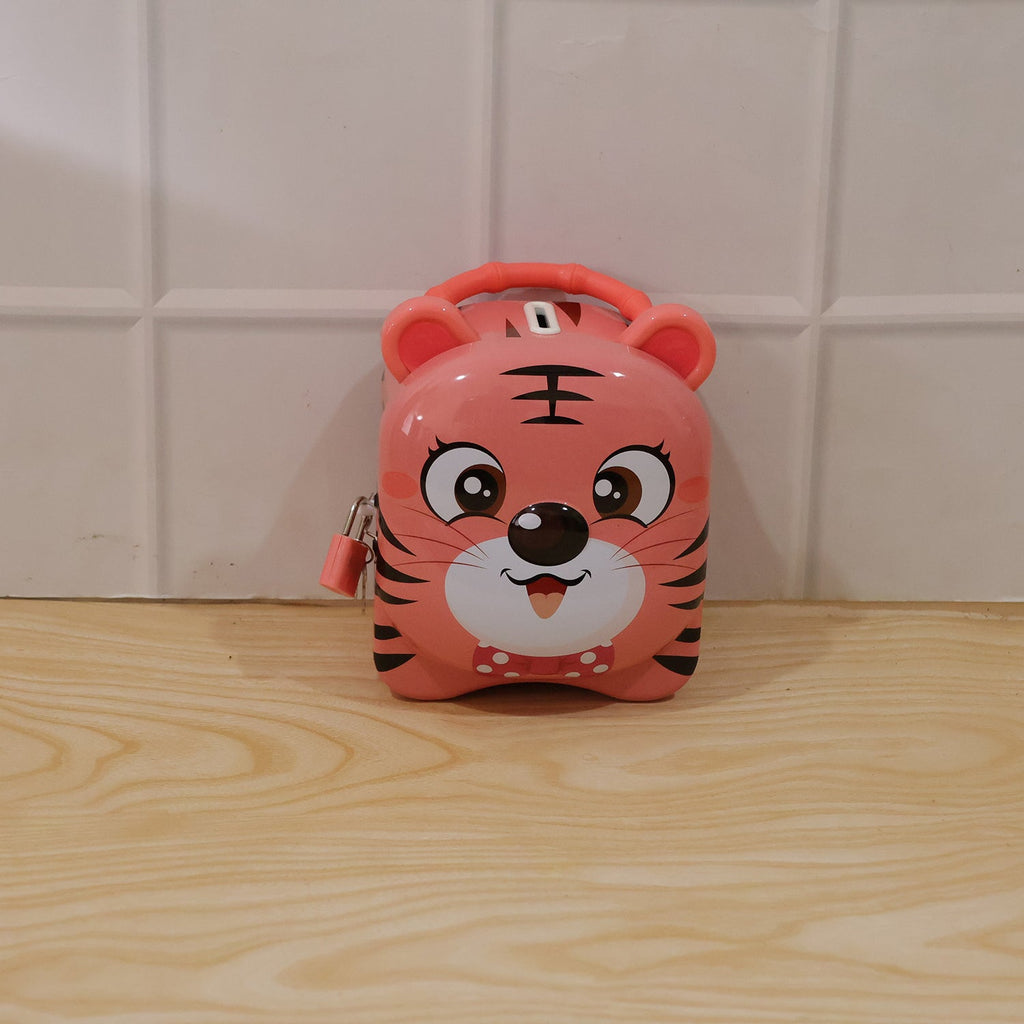Cute Design Metal Piggy Bank with Lock and Key (1 Pc, Mix Design)