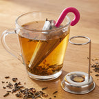 Stainless Steel Umbrella Tea Strainer with Stand Drip Tray Reusable Tea Infuser Filter (1 Pc)