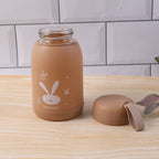 Cute Bunny Print Glass Drinking Bottle (330ML / 1 Pc, Mix Color)