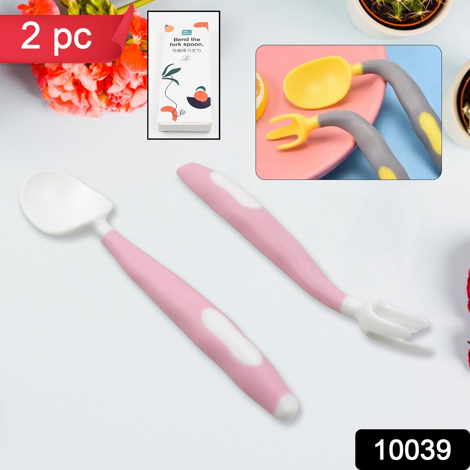 Silicone Bendable Kids Spoon & Fork Set – Toddler Self-Feeding Utensils (2 Pc Set)-Baby-AniGuess-AniGuess