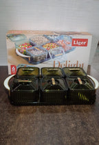 Liger Multipurpose Transparent Spice Jar Set with Tray and Lids 400ML Approx (6 Pc)