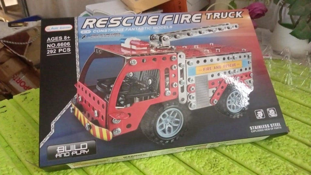 Metal DIY Fire Truck Building Blocks Kids (Fire Truck / 292pcs of truck tool / 1 Set)-Toys & Games-AniGuess-AniGuess