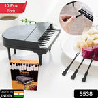 Colorful fruit forks set with piano design.