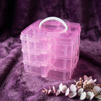3-Tier Transparent Craft Storage Box with 18 Adjustable Compartments