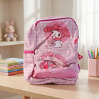 Cute Bow and Bunny Design Backpack – (1 Pc, 13 Inch)