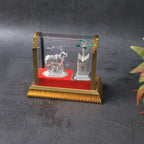 Decorative Kamdhenu Cow with Calf and Tulsi Plant Idol Set