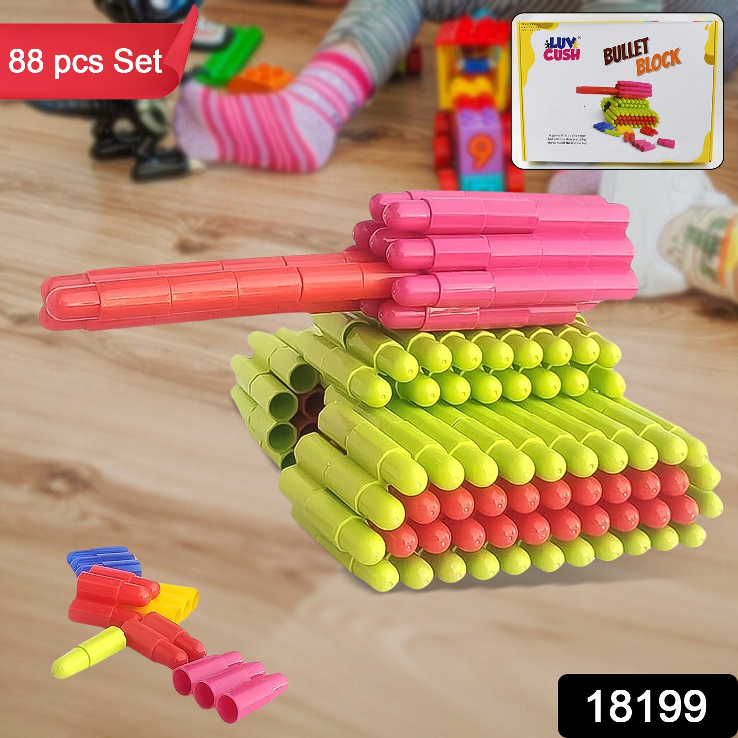 Bullet Blocks Intelligent Kids Creative Bullets Shaped Building (Approx 88 Pcs)-Toys & Games-AniGuess-AniGuess