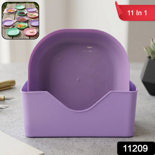 11 in 1 Multipurpose Plastic Snack Serving Tray Plates  (1 Set)-Home & Kitchen-AniGuess-AniGuess