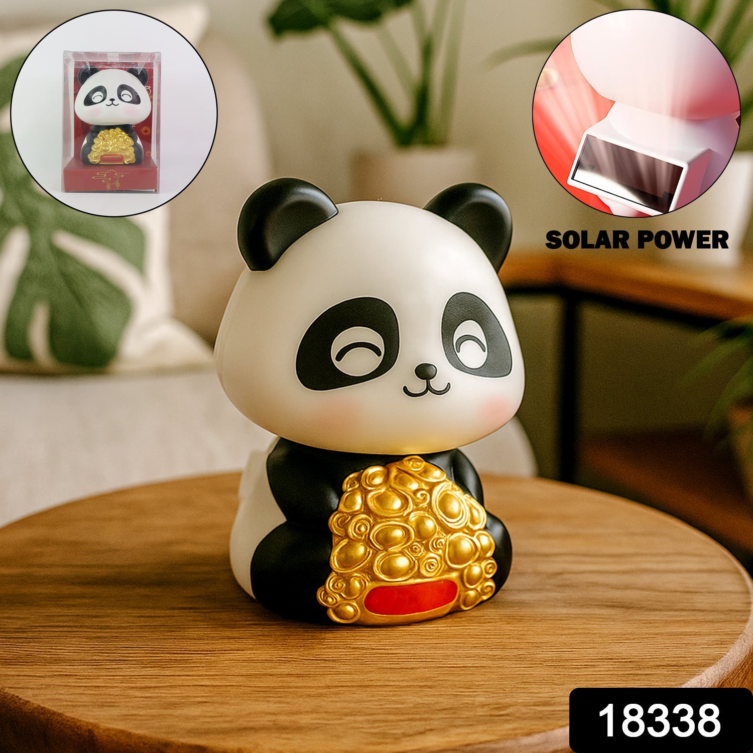 Solar Powered Moving Panda Car Dashboard Decoration – 1 Pc-Home Improvement-AniGuess-AniGuess