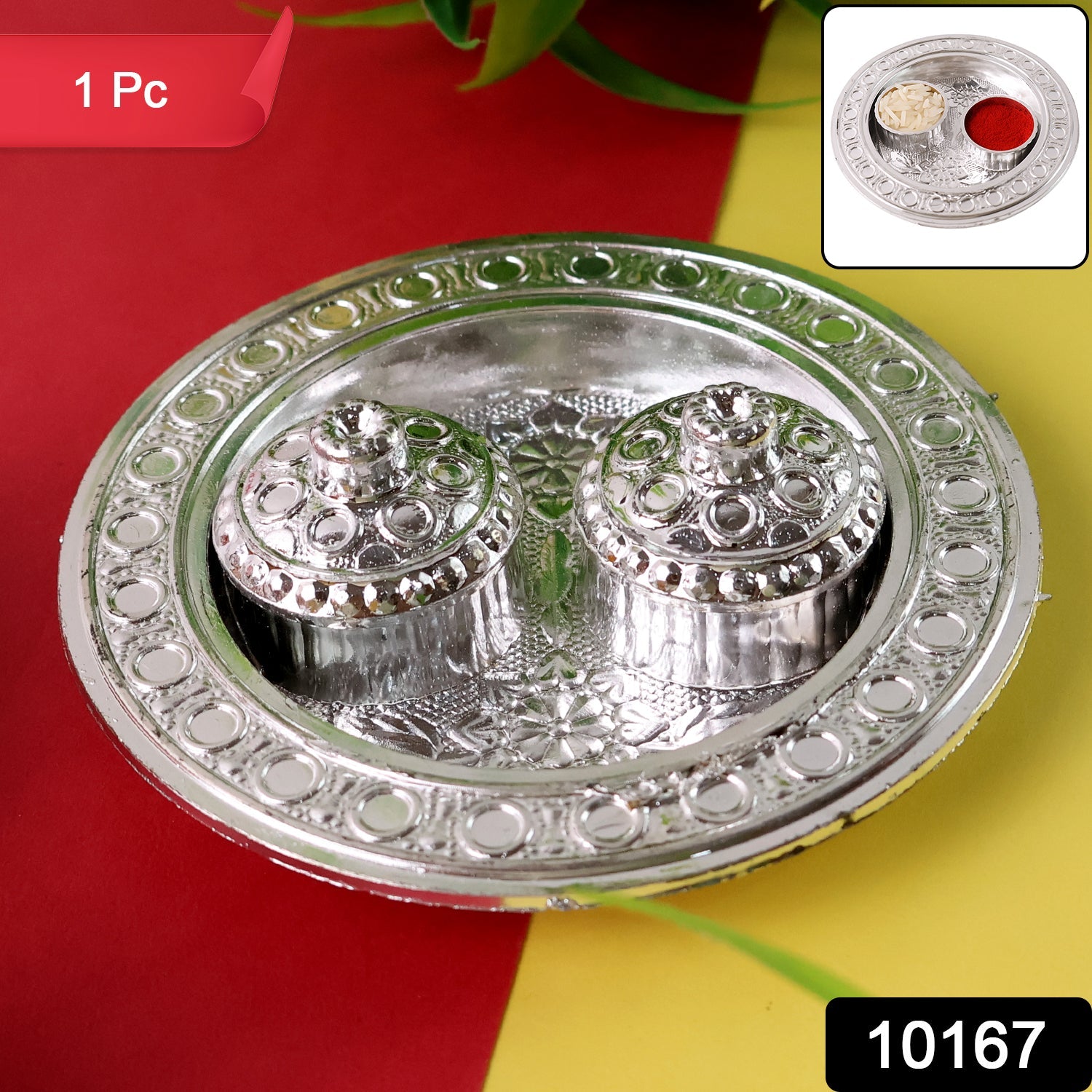 Round Shape Special Puja Thali, Kumkum Thali Holder (1 Pc / Small)-Home Improvement-AniGuess-AniGuess
