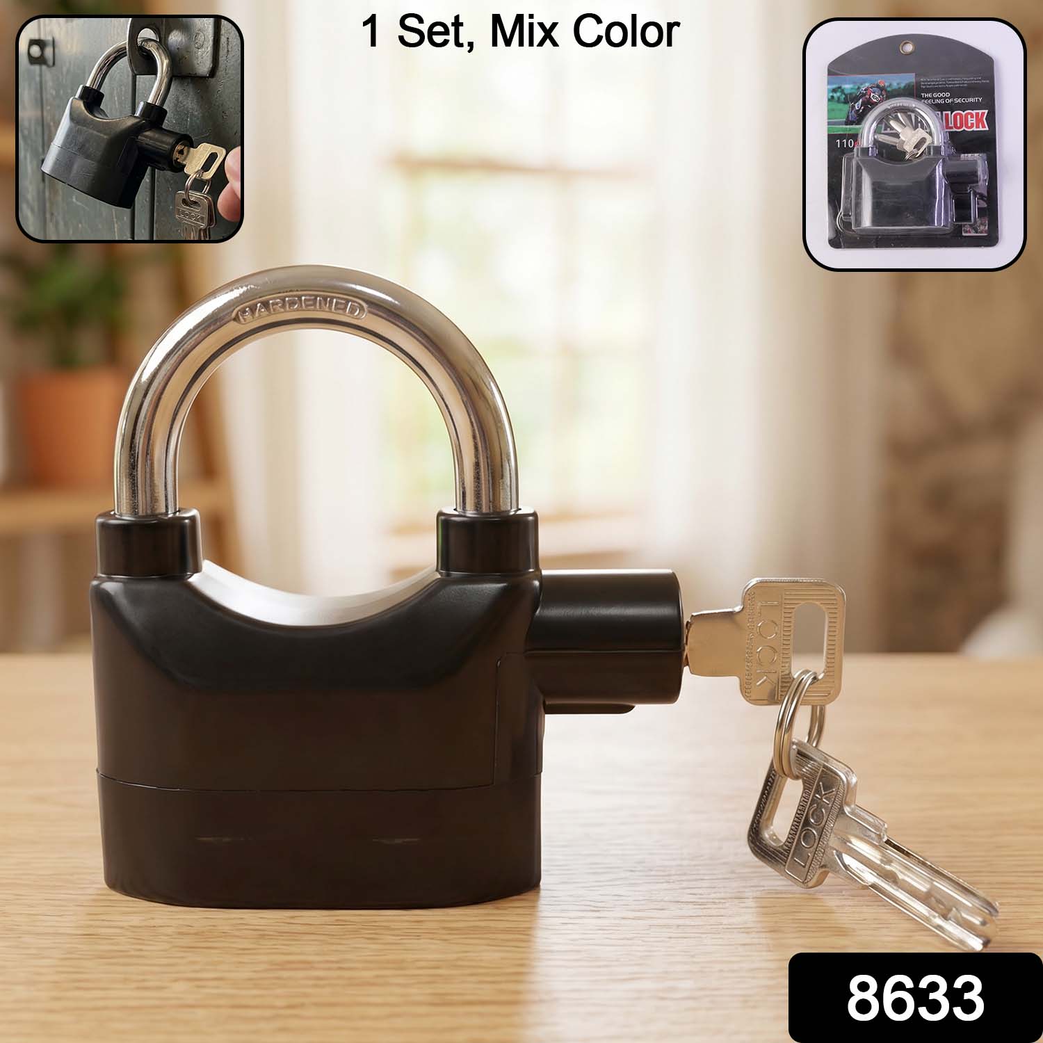 Heavy Duty Security Alarm Padlock with Built In Sound Alert System With 3 keys-Home Improvement-AniGuess-AniGuess