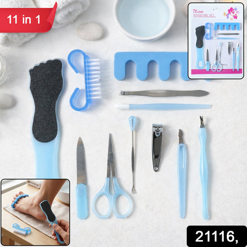 11 in 1 Manicure Pedicure Grooming Kit Nail Care Set (1 Set)-Health & Personal Care-AniGuess-AniGuess
